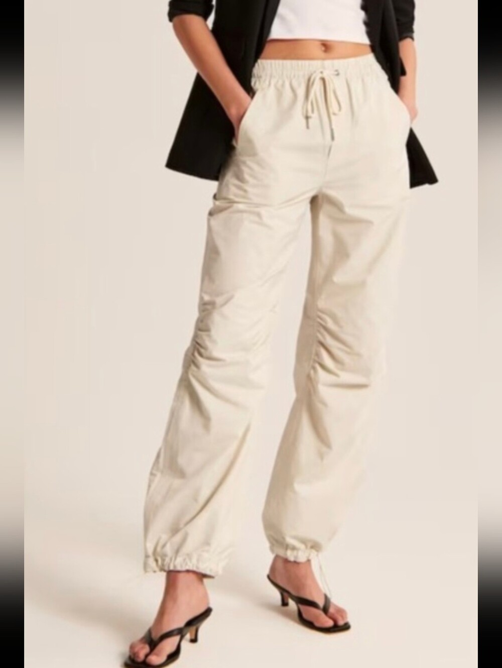 NWT! Abercrombie & Fitch Pants Ivory Utility Parachute Pants! Size S